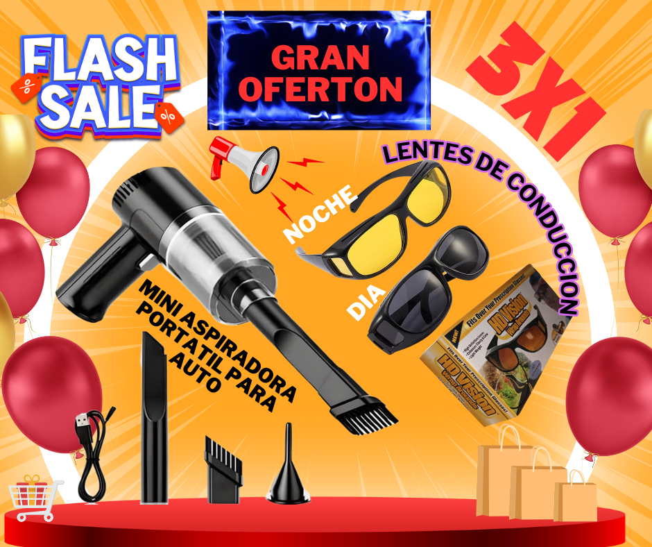 GRAN OFERTOON-MINI ASPIRADORA PORTATIL + 2 LENTES DE CONDUCCION HD